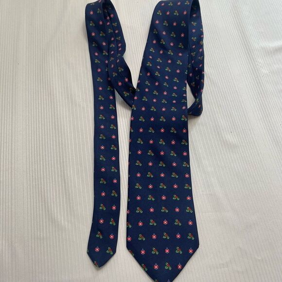 Brooks Brothers Makers Navy Blue Silk Christmas Tie Necktie - Picture 5 of 5